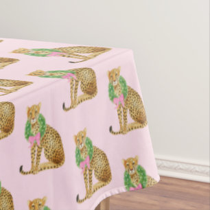 Christmas Wreath Leopard Tablecloth