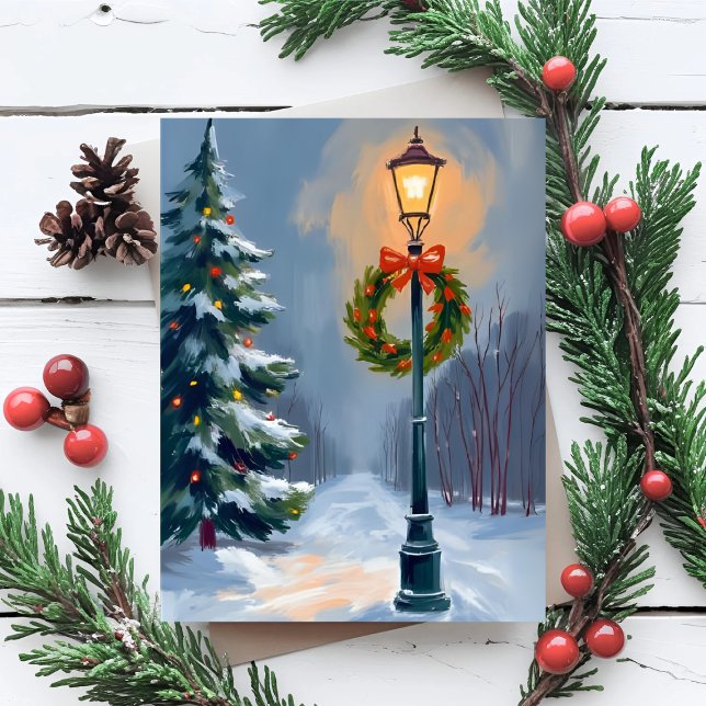 Christmas Wreath Lightpole Tree Holiday Card (Creator Uploaded)
