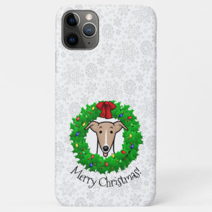 Christmas Wreath & Lights Whippet - Fawn & white iPhone 11 Pro Max Case