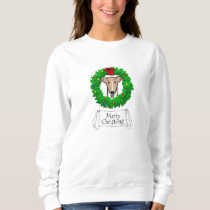 Christmas Wreath & Lights Whippet - Fawn & white Sweatshirt
