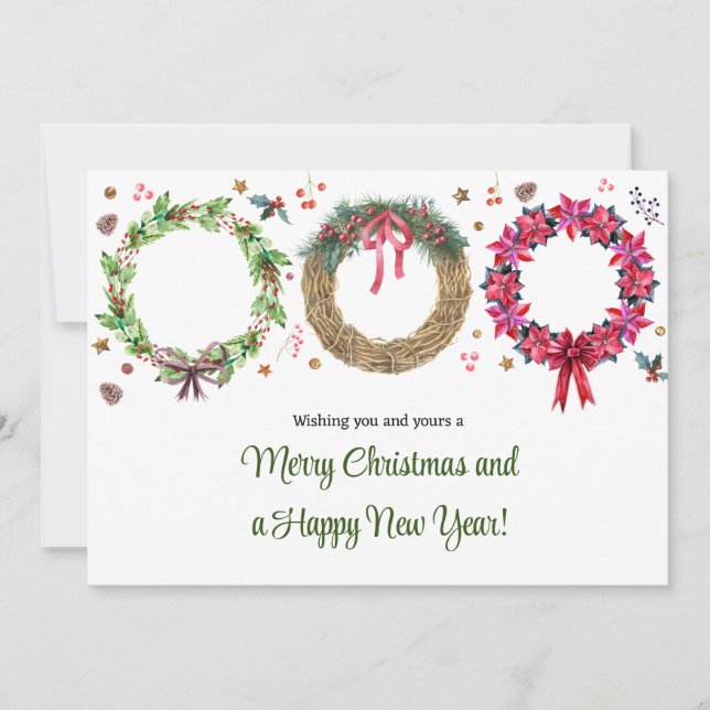 Christmas Wreath Making Holiday Greeting Card (Front)