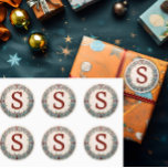 Christmas Wreath Monogram Classic Round Sticker<br><div class="desc">A vintage Christmas wreath gift sticker with your initial(s). Don't forget to change the letter! Add your custom wording to this design by using the "Edit this design template" boxes on the right hand side of the item, or click the "Customize It" button to arrange the text, change the fonts...</div>