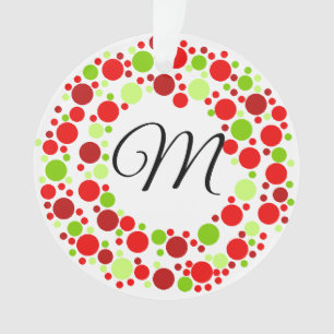 Christmas wreath monogram ornament
