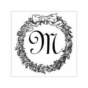 Christmas Wreath Monogram Personalize Self-inking Stamp