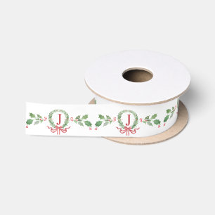 Christmas Wreath Monogram Satin Ribbon