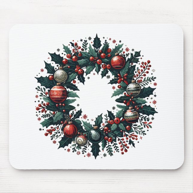 Christmas Wreath Mouse Pad (Front)