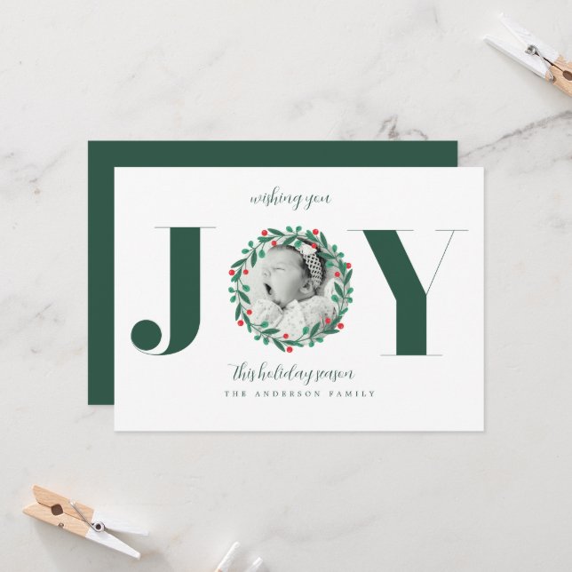 Christmas Wreath New Baby Announcement (Front/Back In Situ)