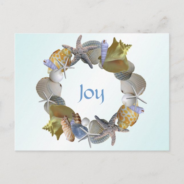 Christmas Wreath of Seashells Custom Greeting Card (Front)