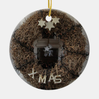Christmas wreath on door ornament