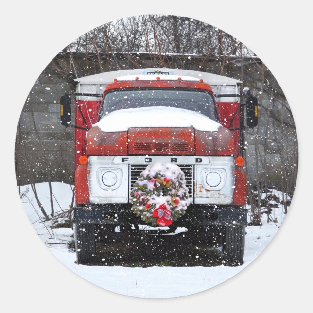 Christmas wreath on truck stickers (Front)