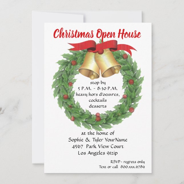 Christmas Wreath Open House Invitation (Front)