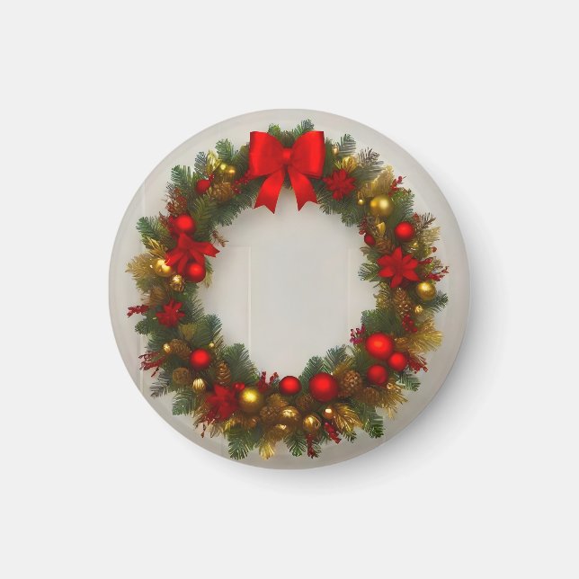 Christmas wreath ornament magnet (Front)
