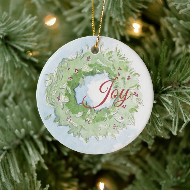 Christmas Wreath Ornament with words Joy and Peace (Tree)