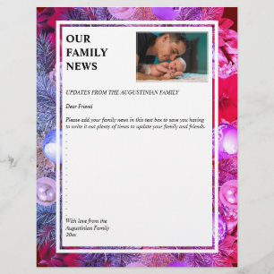 Christmas Wreath   OUR FAMILY NEWS with Photo Letterhead
