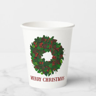 Christmas wreath paper cups