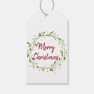 Christmas Wreath/ Personalized Gift Tag/ White Tags