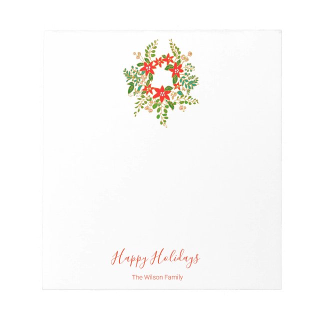 Christmas Wreath Personalized  Notepad (Front)