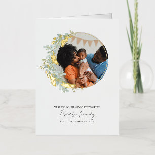  Christmas Wreath Personalized Photo Foil Holiday Card