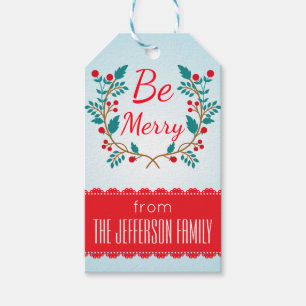Christmas Wreath Personalized Text Gift Tags
