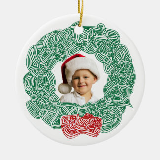 Christmas Wreath Photo Ceramic Ornament