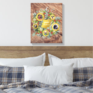 Christmas Wreath Photo Collage Holiday   Canvas Print