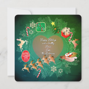 Christmas Wreath + Photo Flat Holiday Card