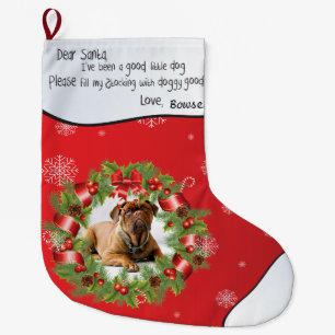 Christmas Wreath PHOTO FRAME for Your Dog's Photo Large Christmas Stocking