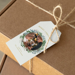Christmas Wreath Photo Gift Tags
