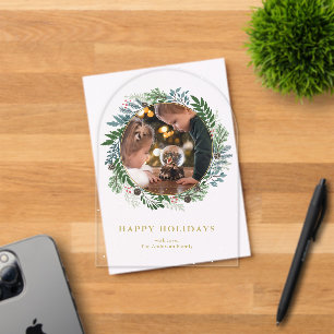 Christmas Wreath Photo Holiday  Acrylic Invitations