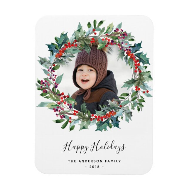 Christmas wreath photo magnet (Vertical)