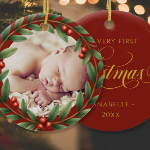 Christmas Wreath Photo Ornament