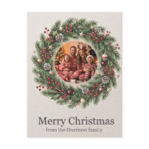 Christmas Wreath Photo Template Custom Text