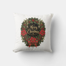 Christmas Wreath Pillow Elegant Gift for Her
