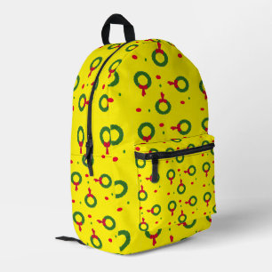 Christmas wreath polka dots yellow printed backpack