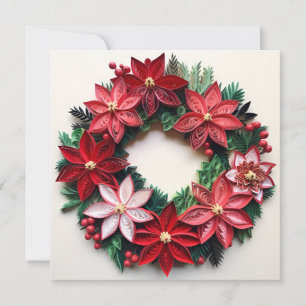 Christmas wreath quill holiday greeting card