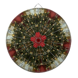 Christmas Wreath Red Green Gold with Red Star Dartboard