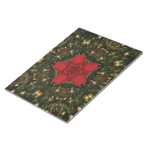 Christmas Wreath Red Green Gold with Red Star Notepad