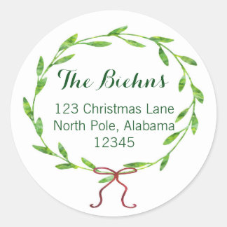 Christmas Wreath Return Address Label