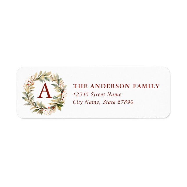Christmas Wreath Return Address Labels (Front)