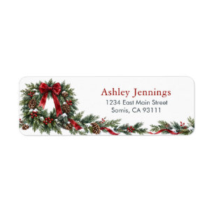 Christmas Wreath Return Address Labels