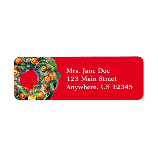 Christmas Wreath Return Address Labels