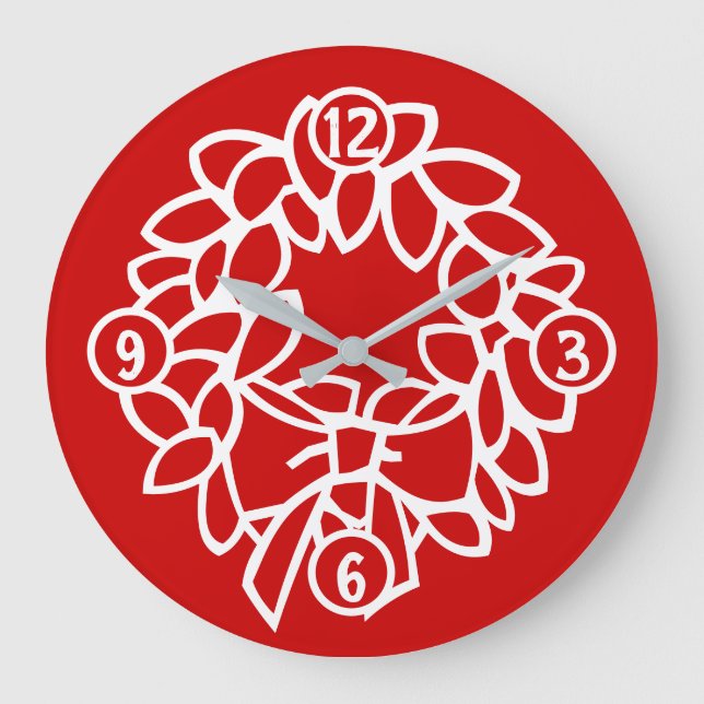 Christmas Wreath Round Wall Clock (Front)