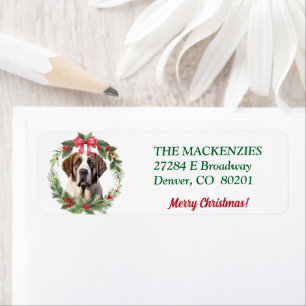 Christmas Wreath Saint Bernard Return Address