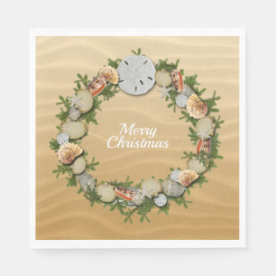 Christmas Wreath Sand Dollar Seashells Starfish Napkin