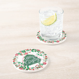Christmas Wreath Sandstone Coaster