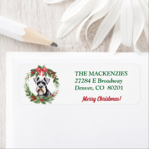 Christmas Wreath Schnauzer Dog Adresse de retour