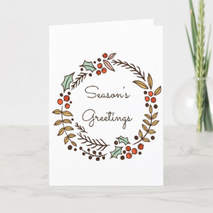 Christmas wreath Season's greetings Holiday Card