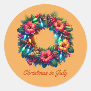 Christmas Wreath Shirt, Christmas in July Classic Round Sticker