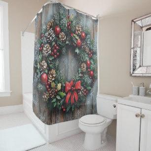 Christmas Wreath Shower Curtain