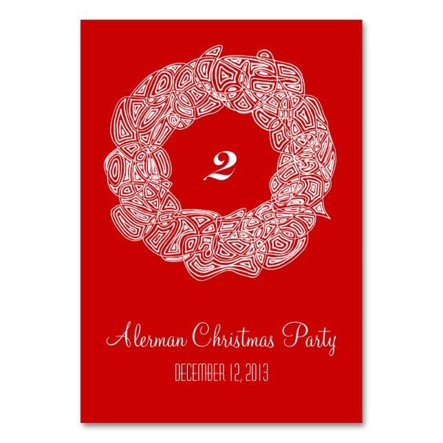 Christmas Wreath Table Number (Front)